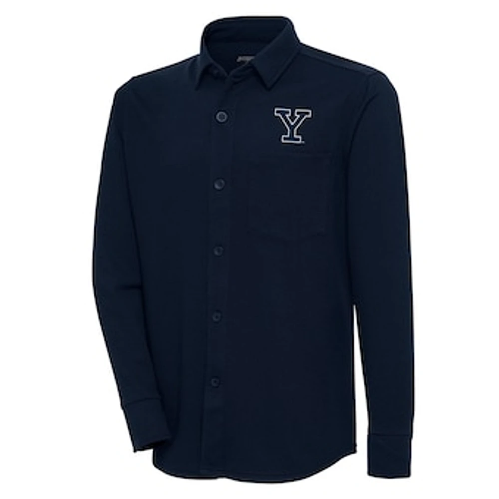 Men's Antigua Navy Yale Bulldogs Steamer Button-Up Shacket