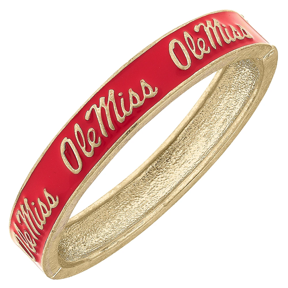 Women's CANVAS Style Ole Miss Rebels Enamel Logo Hinge Bangle