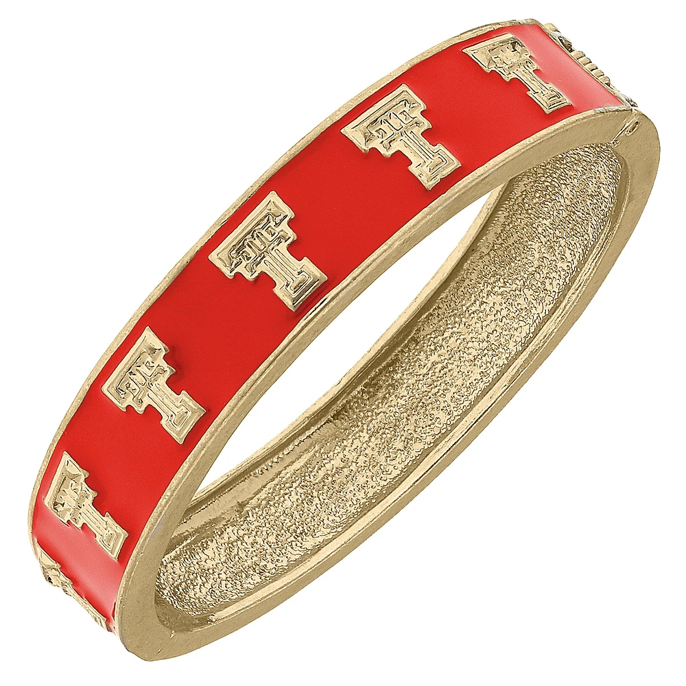 Women's CANVAS Style Texas Tech Red Raiders Enamel Logo Hinge Bangle