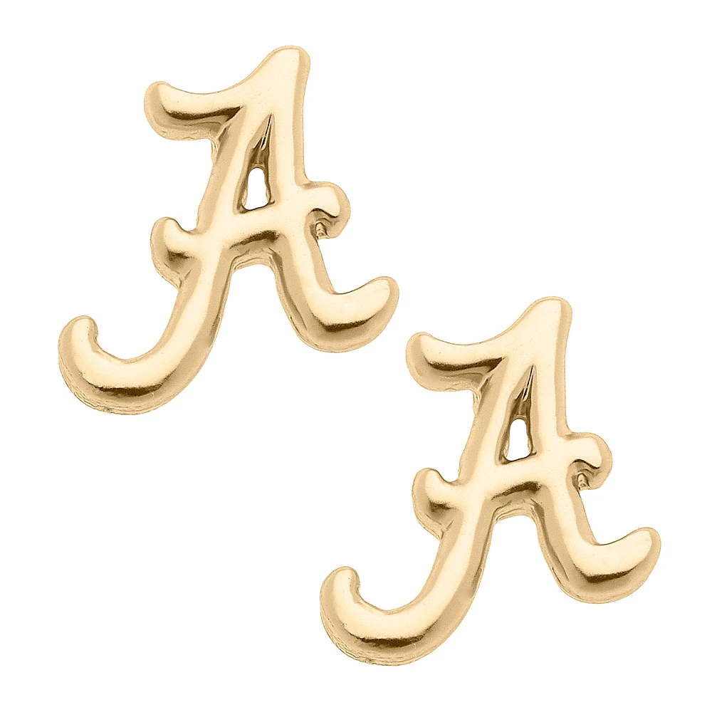 Women's CANVAS Style Alabama Crimson Tide 24K Gold Plated Stud Earrings