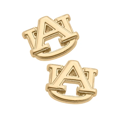 Women's CANVAS Style Auburn Tigers 24K Gold Plated Stud Earrings