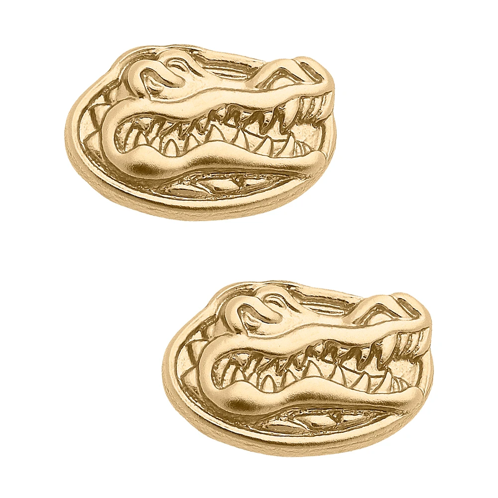 Women's CANVAS Style Florida Gators 24K Gold Plated Stud Earrings