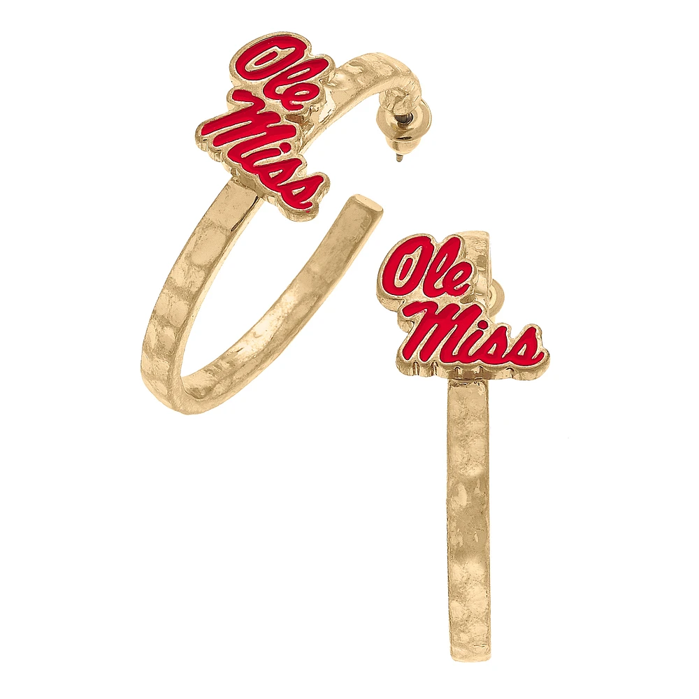 Women's CANVAS Style Ole Miss Rebels Enamel Logo Hoop Earrings