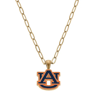 Women' CANVAS Style Auburn Tigers Enamel Pendant Necklace