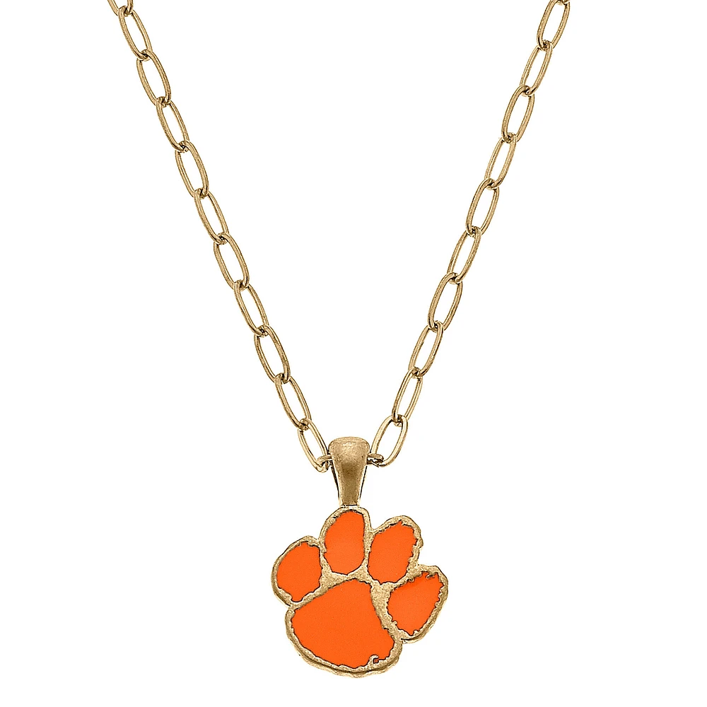 Women' CANVAS Style Clemson Tigers Enamel Pendant Necklace