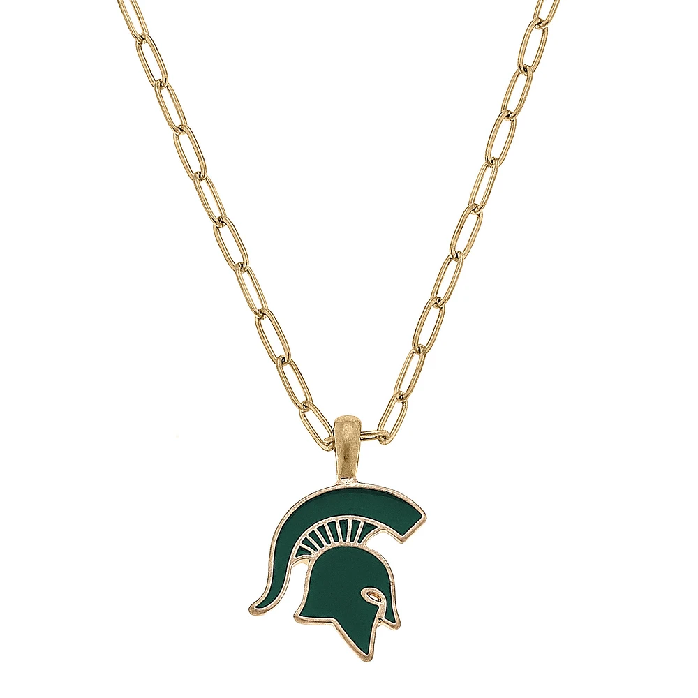 Women' CANVAS Style Michigan State Spartans Enamel Pendant Necklace