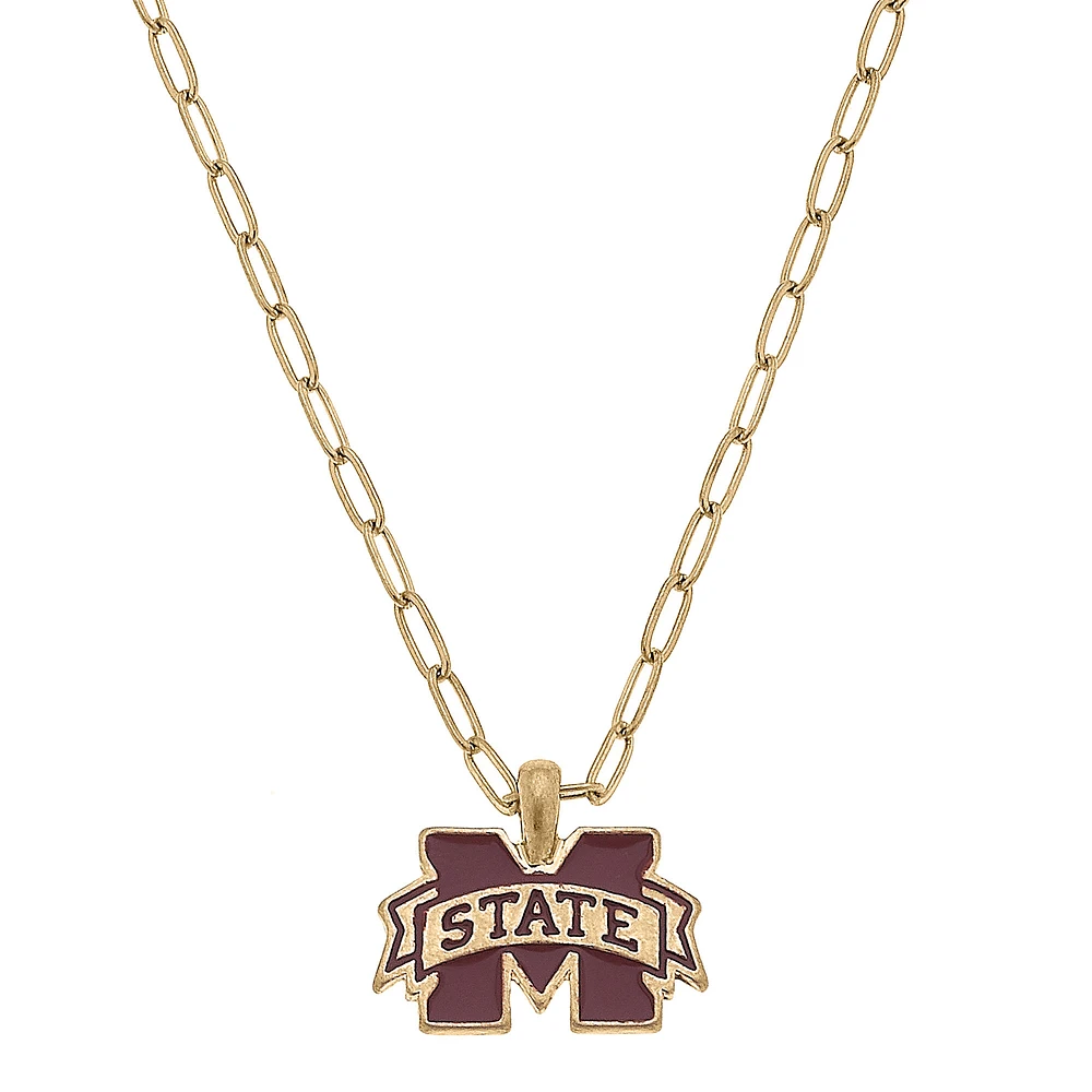 Women' CANVAS Style Mississippi State Bulldogs Enamel Pendant Necklace