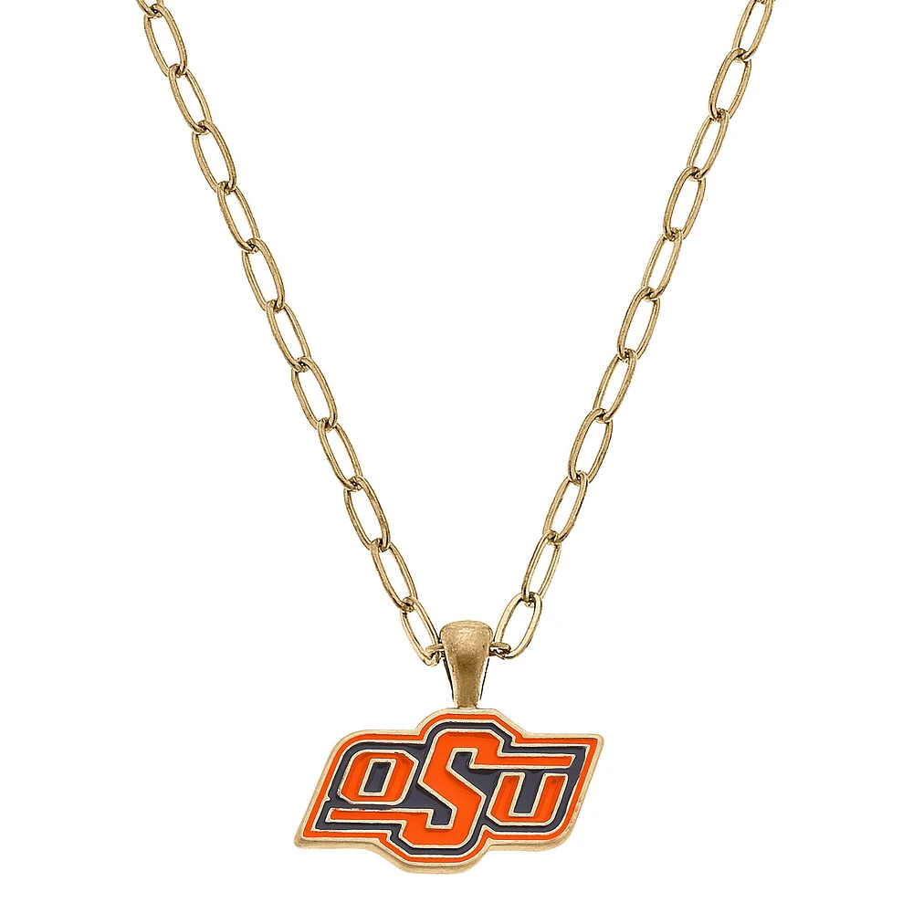 Women' CANVAS Style Oklahoma State Cowboys Enamel Pendant Necklace