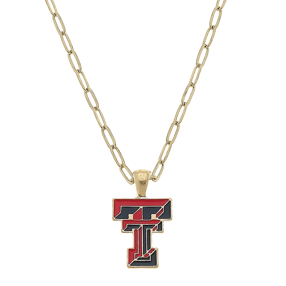 Women' CANVAS Style Texas Tech Red Raiders Enamel Pendant Necklace