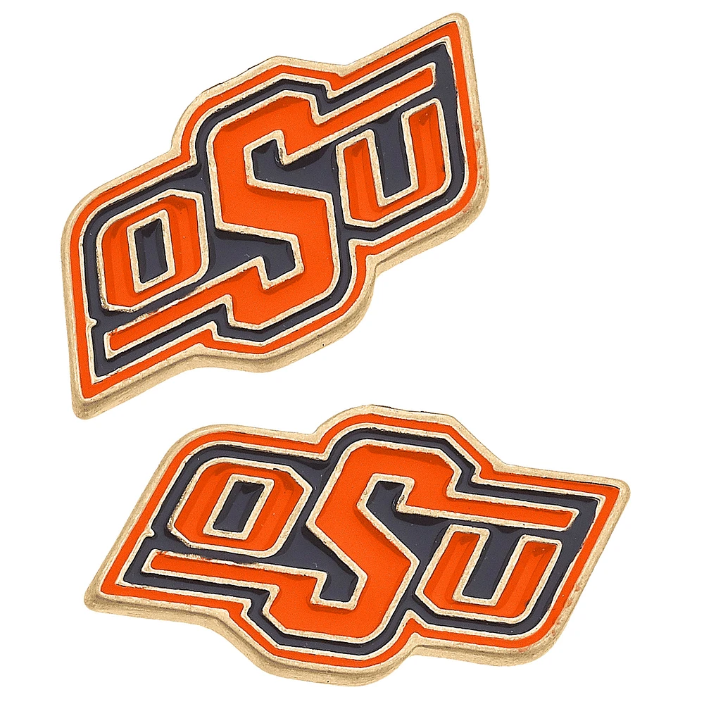 Women' CANVAS Style Oklahoma State Cowboys Enamel Stud Earrings