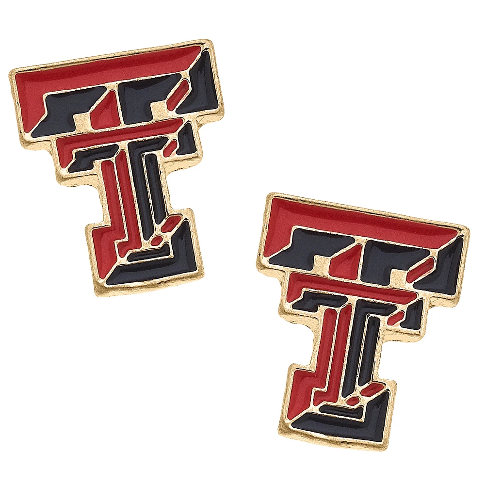Women' CANVAS Style Texas Tech Red Raiders Enamel Stud Earrings