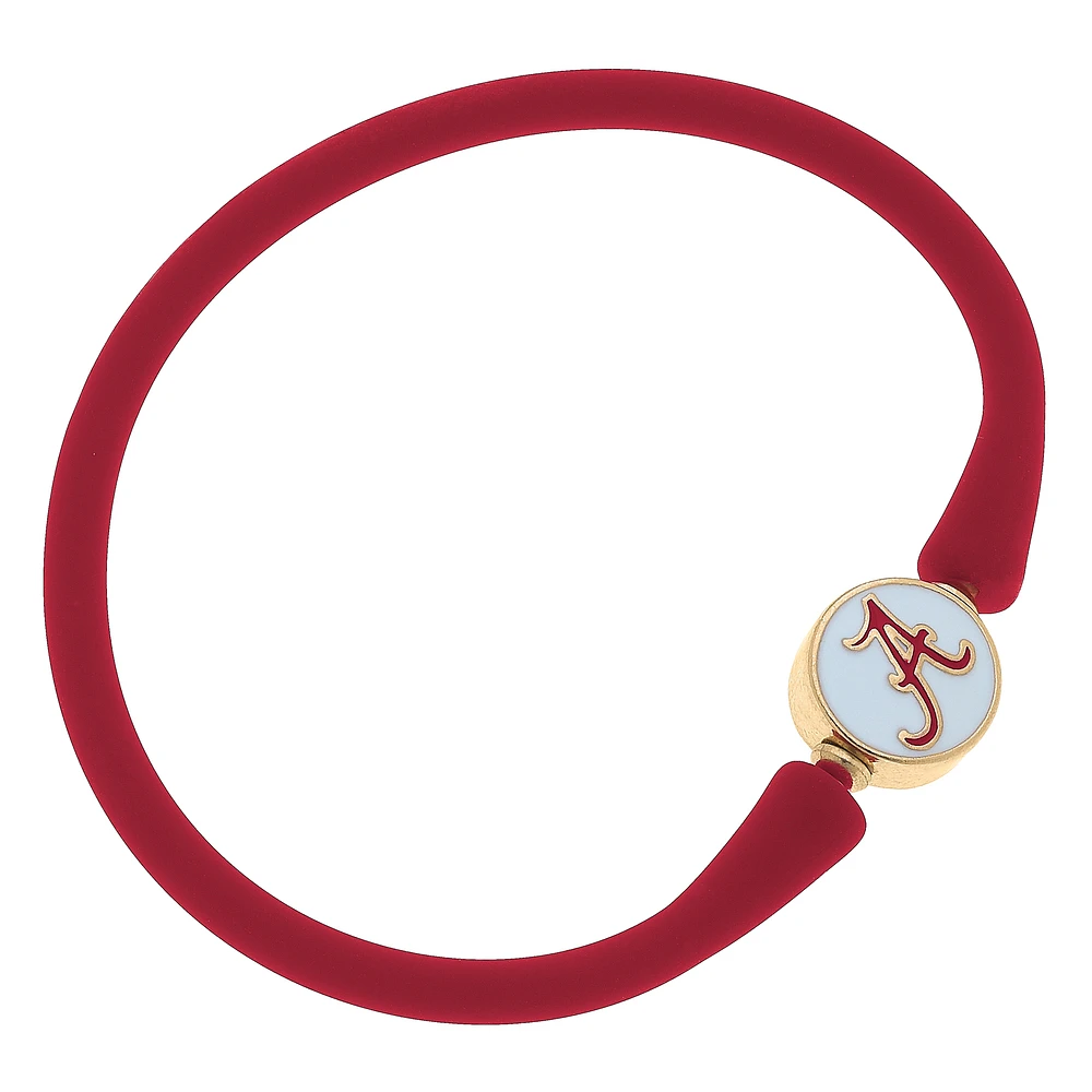 Women' CANVAS Style Alabama Crimson Tide Enamel Silicone Bali Bracelet