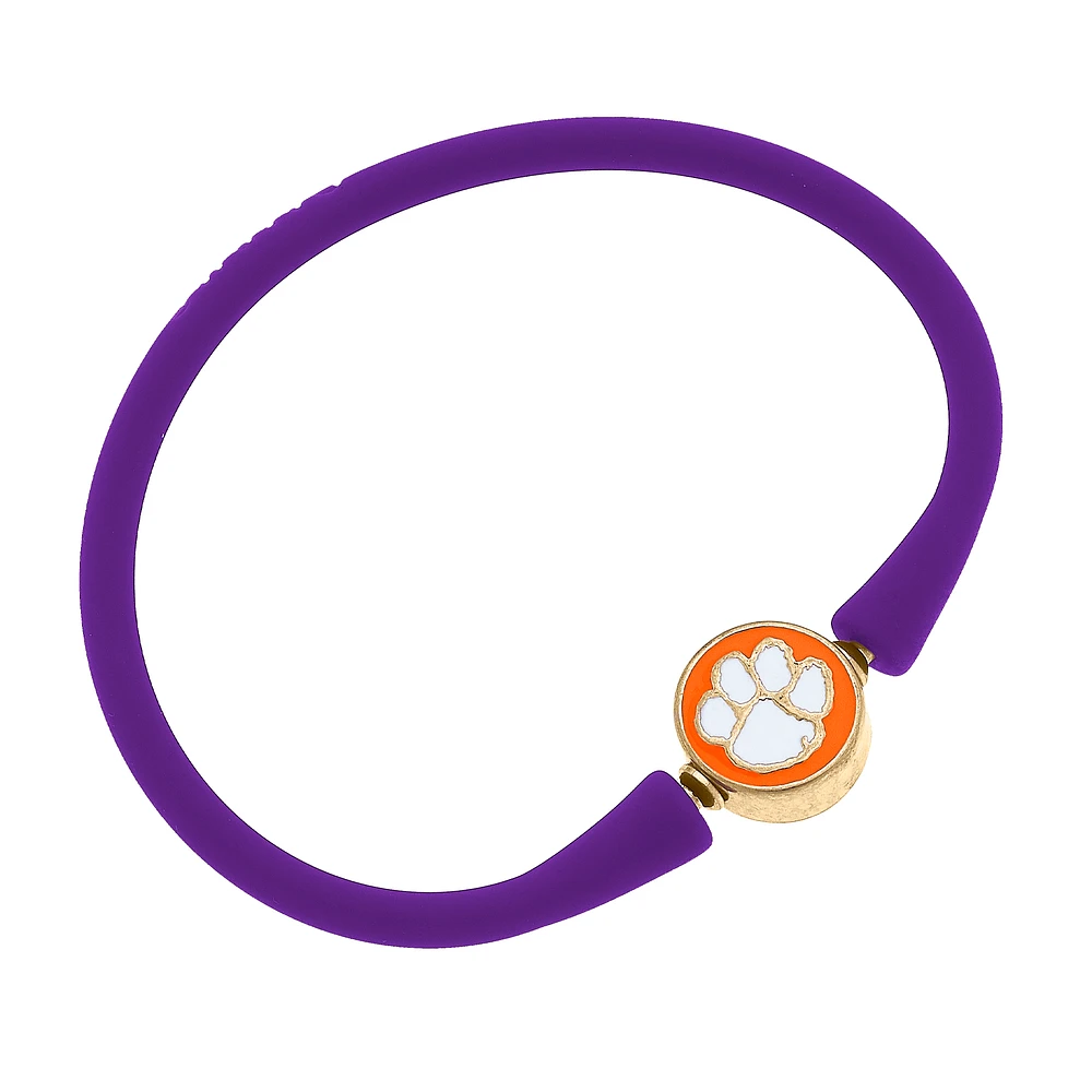 Women' CANVAS Style Clemson Tigers Enamel Silicone Bali Bracelet