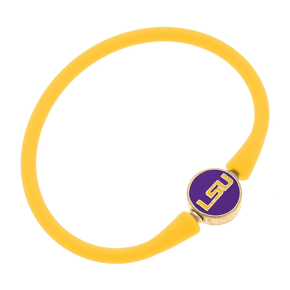 Women' CANVAS Style LSU Tigers Enamel Silicone Bali Bracelet