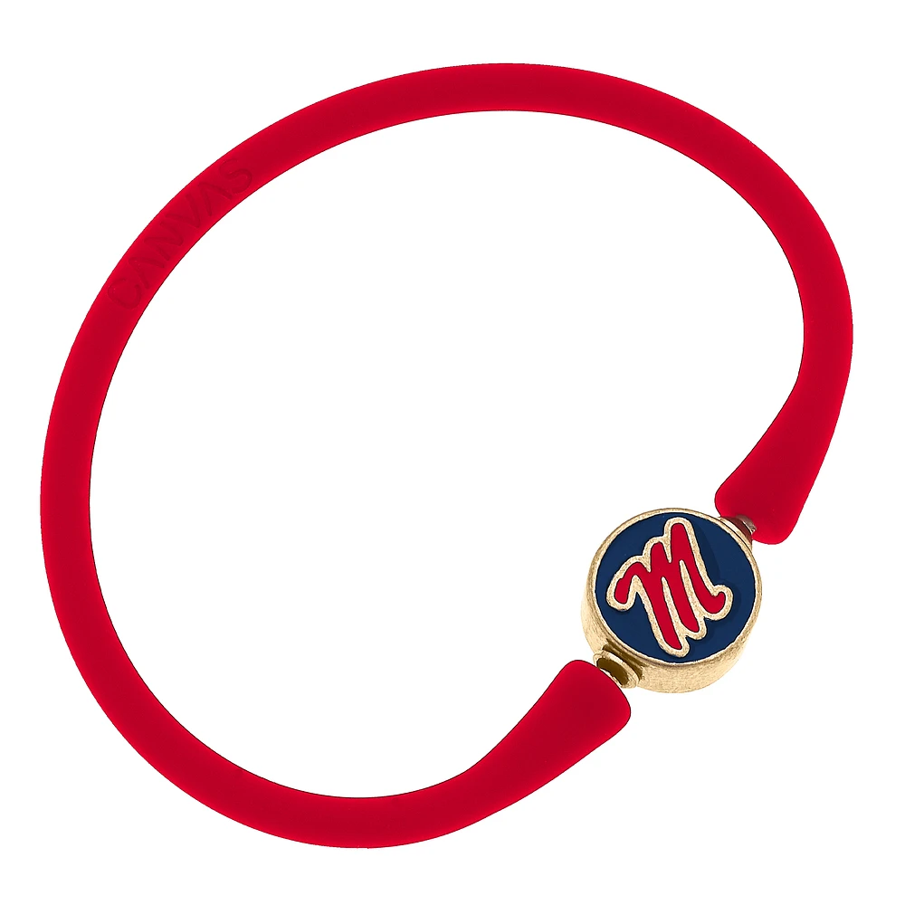 Women' CANVAS Style Ole Miss Rebels Enamel Silicone Bali Bracelet