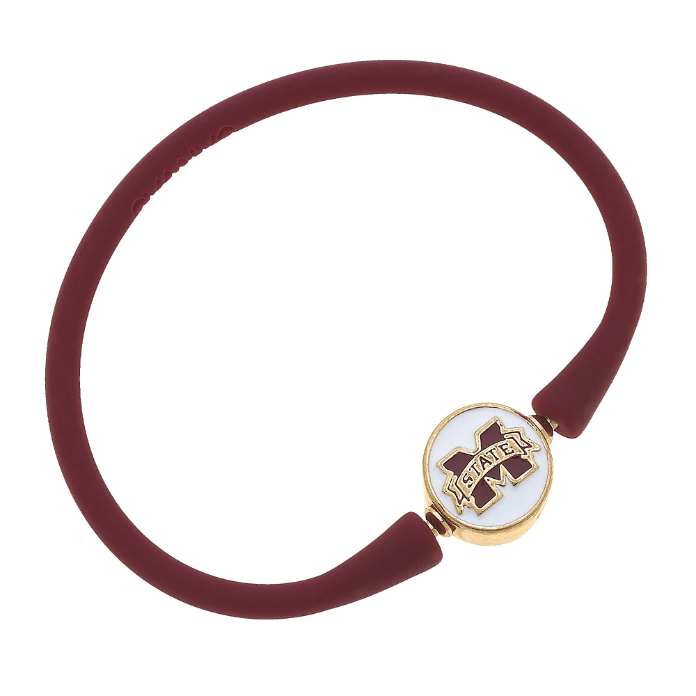 Women' CANVAS Style Mississippi State Bulldogs Enamel Silicone Bali Bracelet