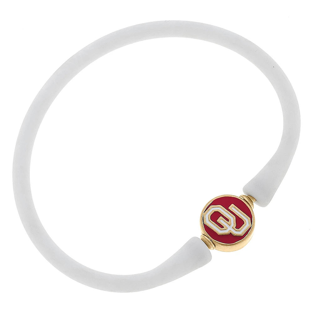 Women' CANVAS Style Oklahoma Sooners Enamel Silicone Bali Bracelet