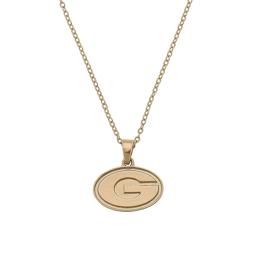 Women's CANVAS Style Georgia Bulldogs Gold Plated Pendant Necklace
