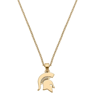 Women's CANVAS Style Michigan State Spartans Gold Plated Pendant Necklace