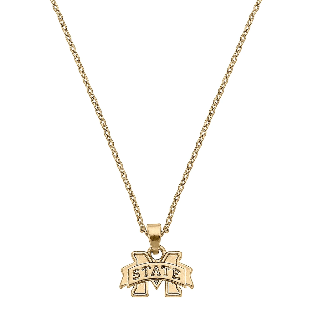 Women's CANVAS Style Mississippi State Bulldogs Gold Plated Pendant Necklace
