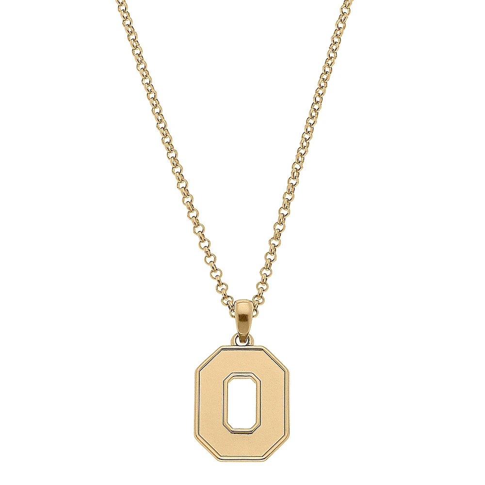 Women's CANVAS Style Ohio State Buckeyes Gold Plated Pendant Necklace