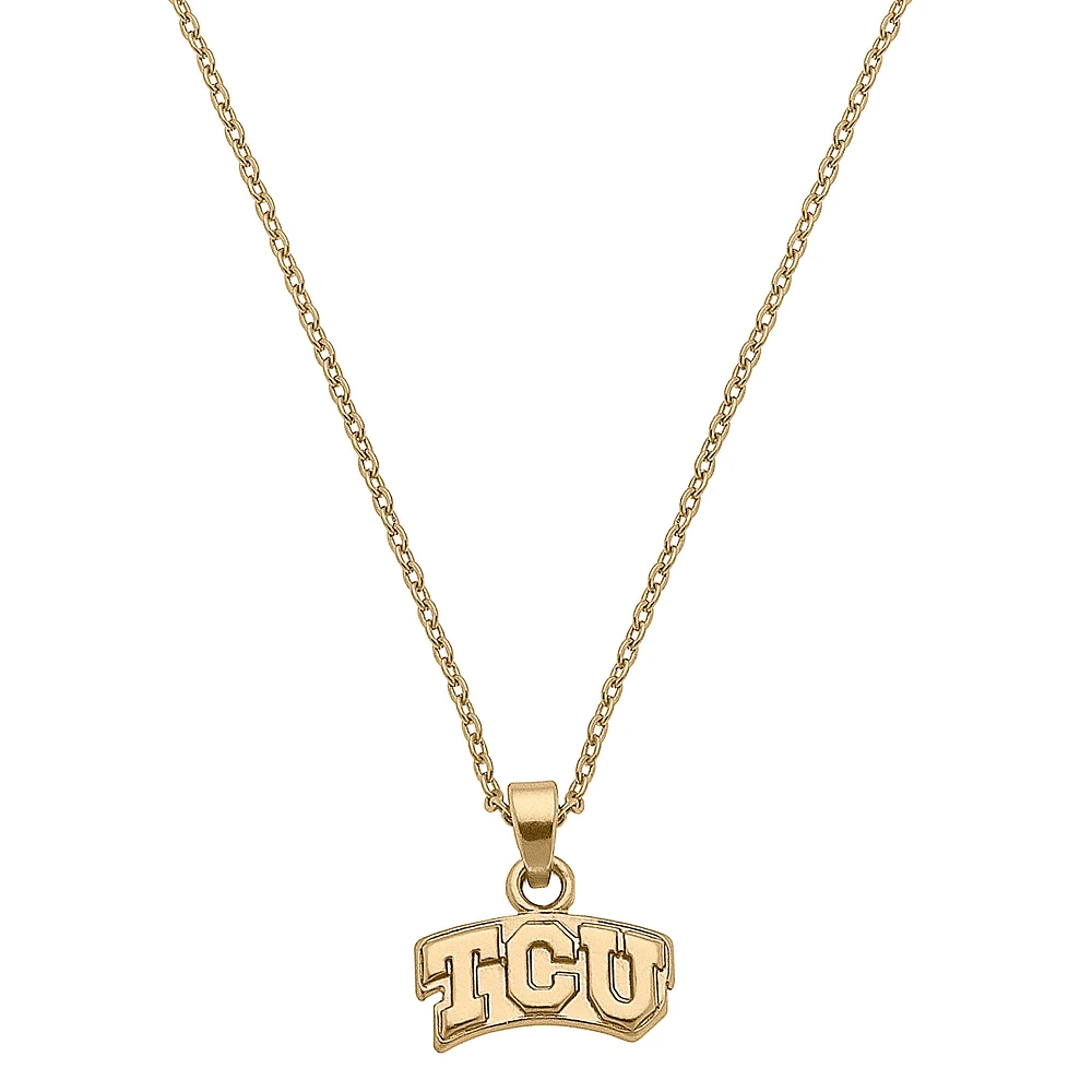 Women's CANVAS Style TCU Horned Frogs Gold Plated Pendant Necklace