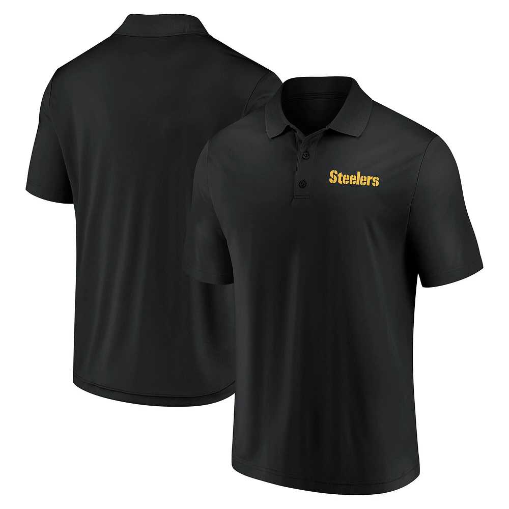 Men's Fanatics Black Pittsburgh Steelers Push Back Polo