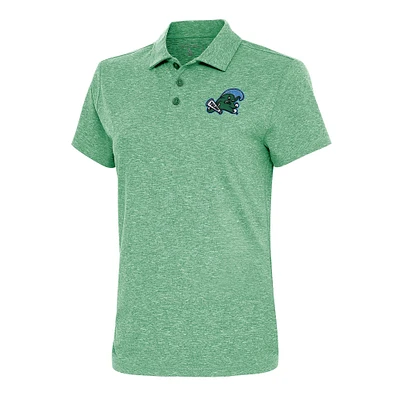 Women's Antigua Heather Green Tulane Green Wave Motivated Polo