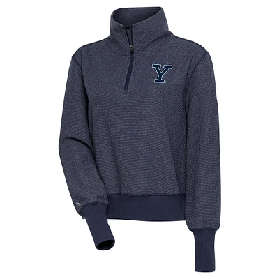 Women's Antigua Heather Navy Yale Bulldogs Upgrade Half-Zip Pullover Top
