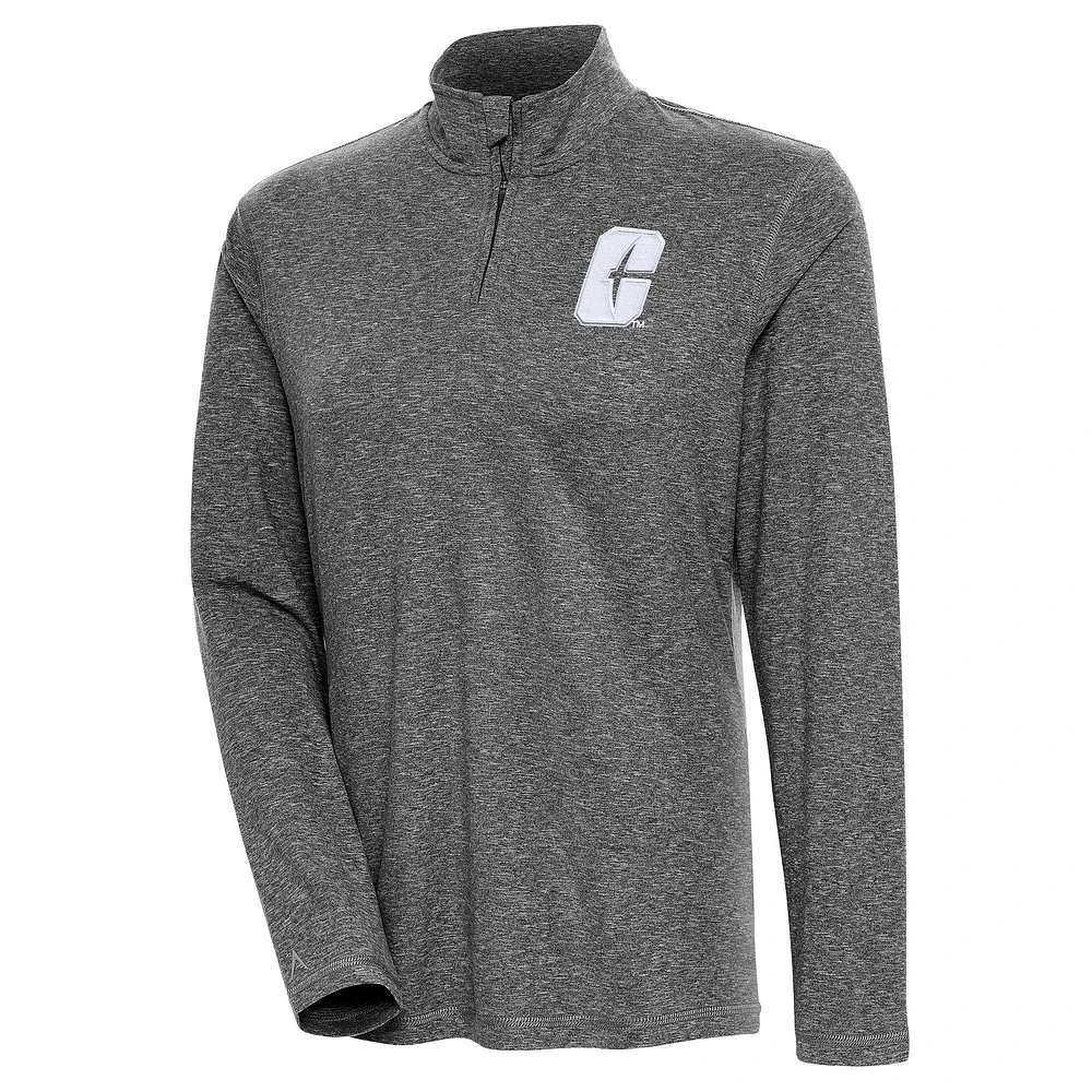 Women's Antigua Heather Black Charlotte 49ers Confront Quarter-Zip Pullover Top
