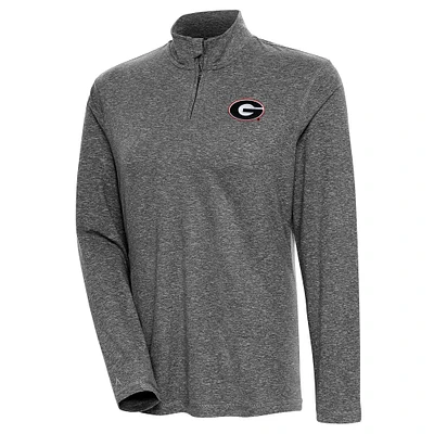 Women's Antigua Heather Black Georgia Bulldogs Confront Quarter-Zip Pullover Top