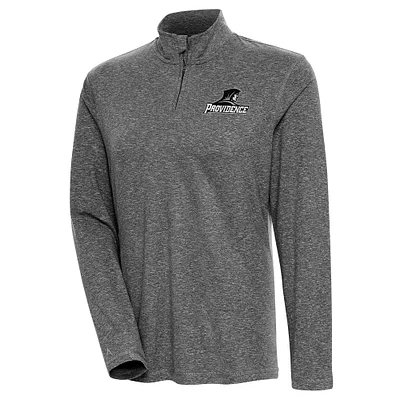 Women's Antigua Heather Black Providence Friars Confront Quarter-Zip Pullover Top