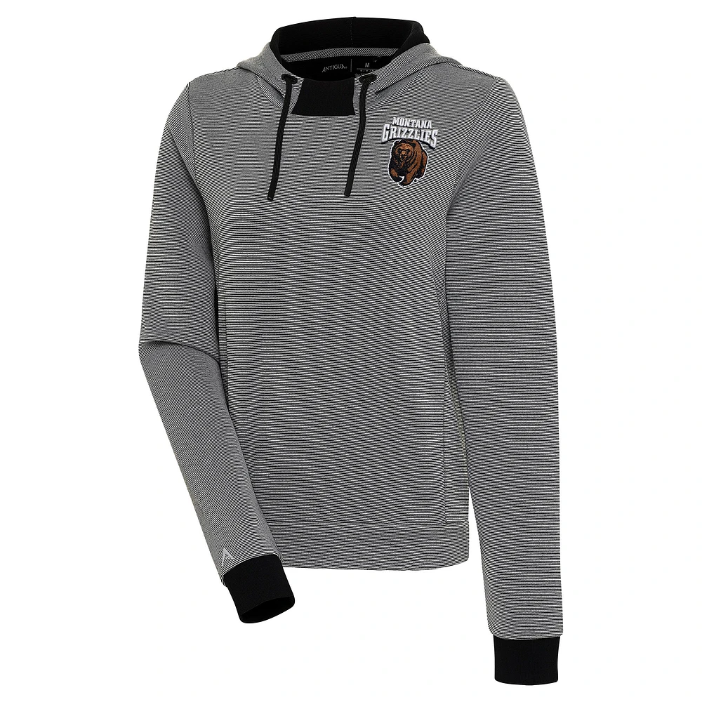 Women's Antigua Black/White Montana Grizzlies Axe Bunker Tri-Blend Pullover Hoodie
