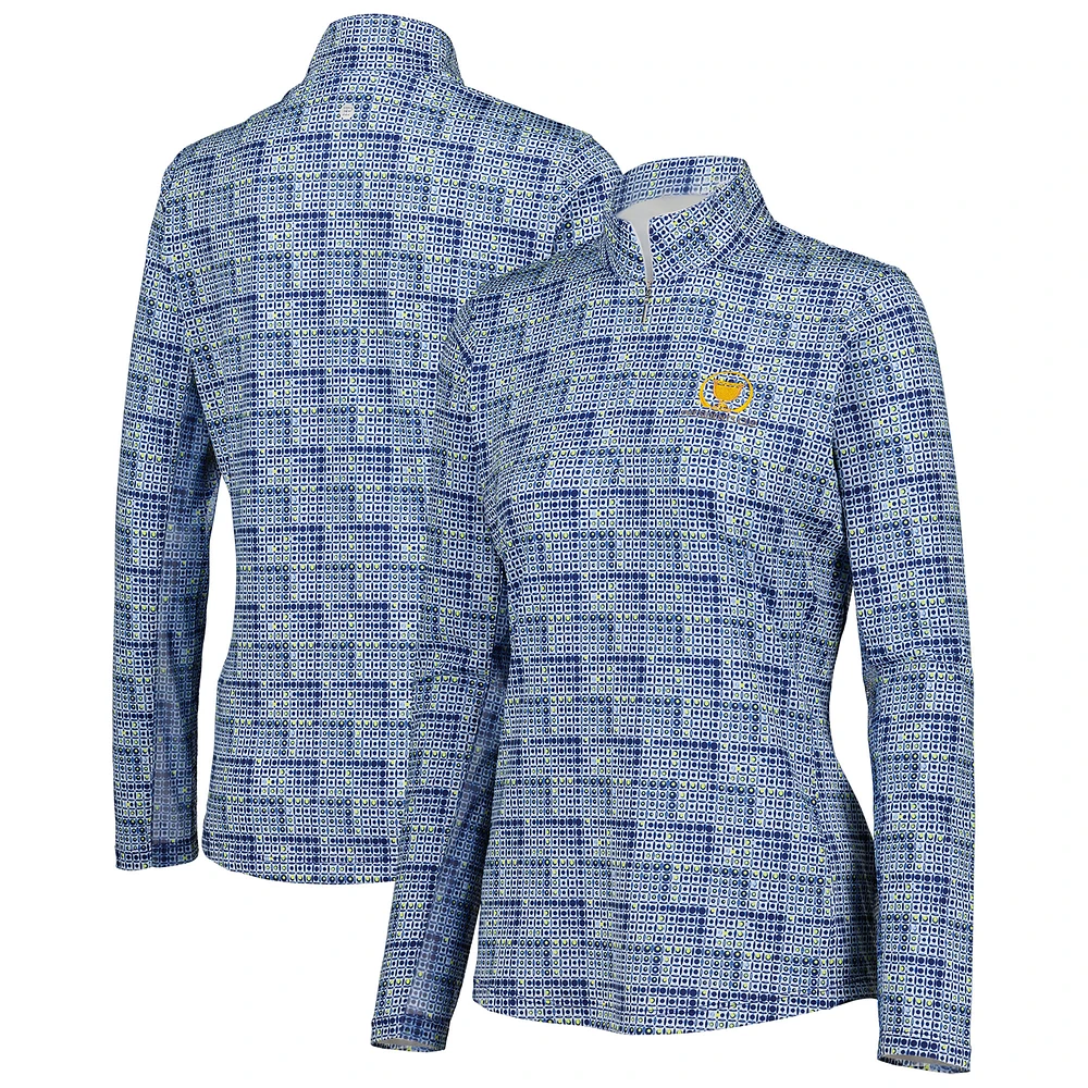 Women's EPNY Blue Presidents Cup Broken Geometric Print Quarter-Zip Pullover Top