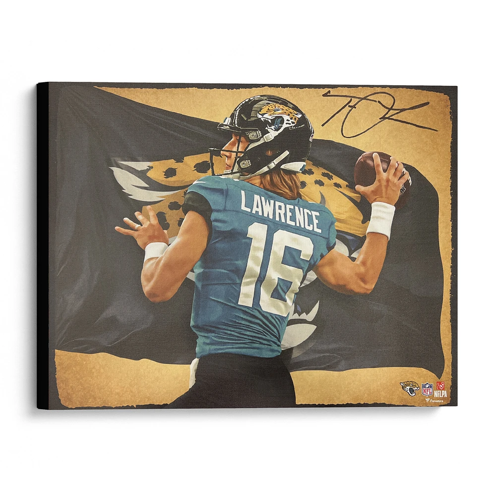 Trevor Lawrence Jacksonville Jaguars Autographed Stretched 20" x 24" Canvas Giclee Print - Art by Brian Konnick