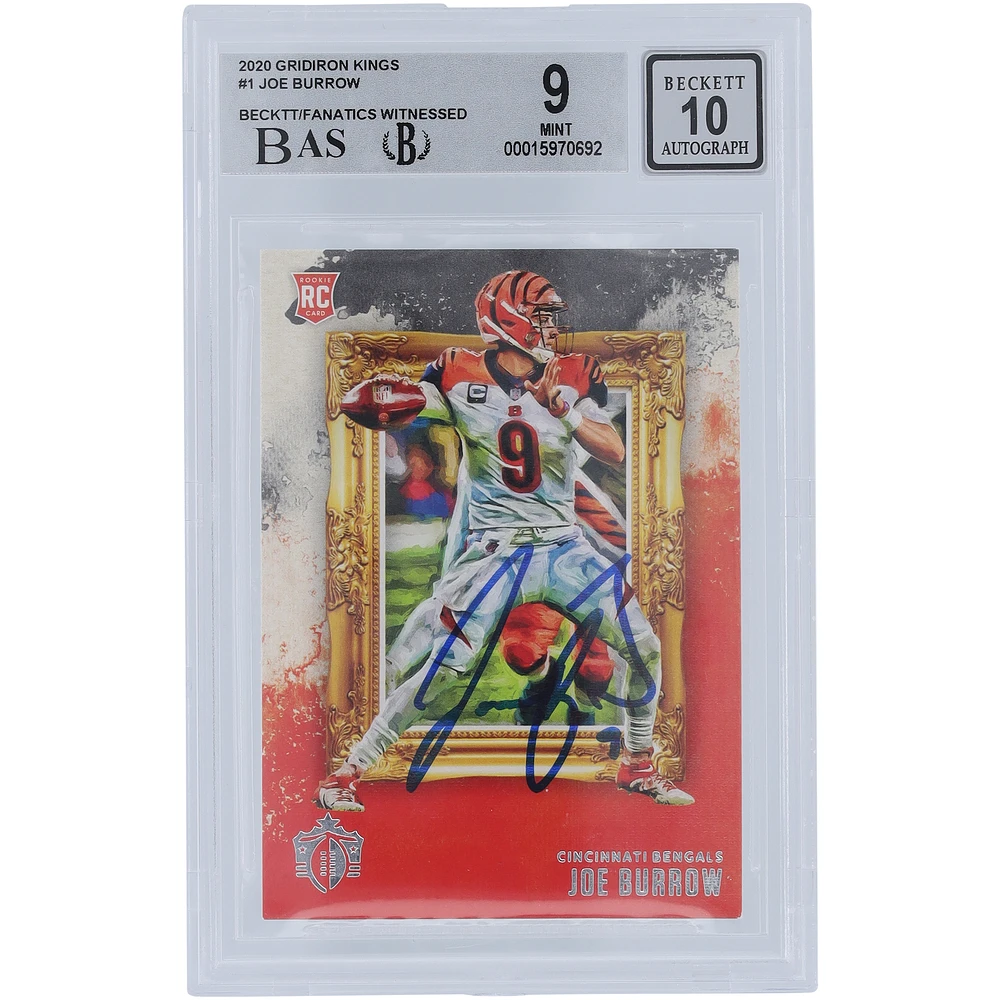 Joe Burrow Cincinnati Bengals Autographed 2020 Panini Chronicles Gridiron Kings #GK-1 Beckett Fanatics Witnessed Authenticated 9/10 Rookie Card - 9,8.5,9,9.5 Subgrades