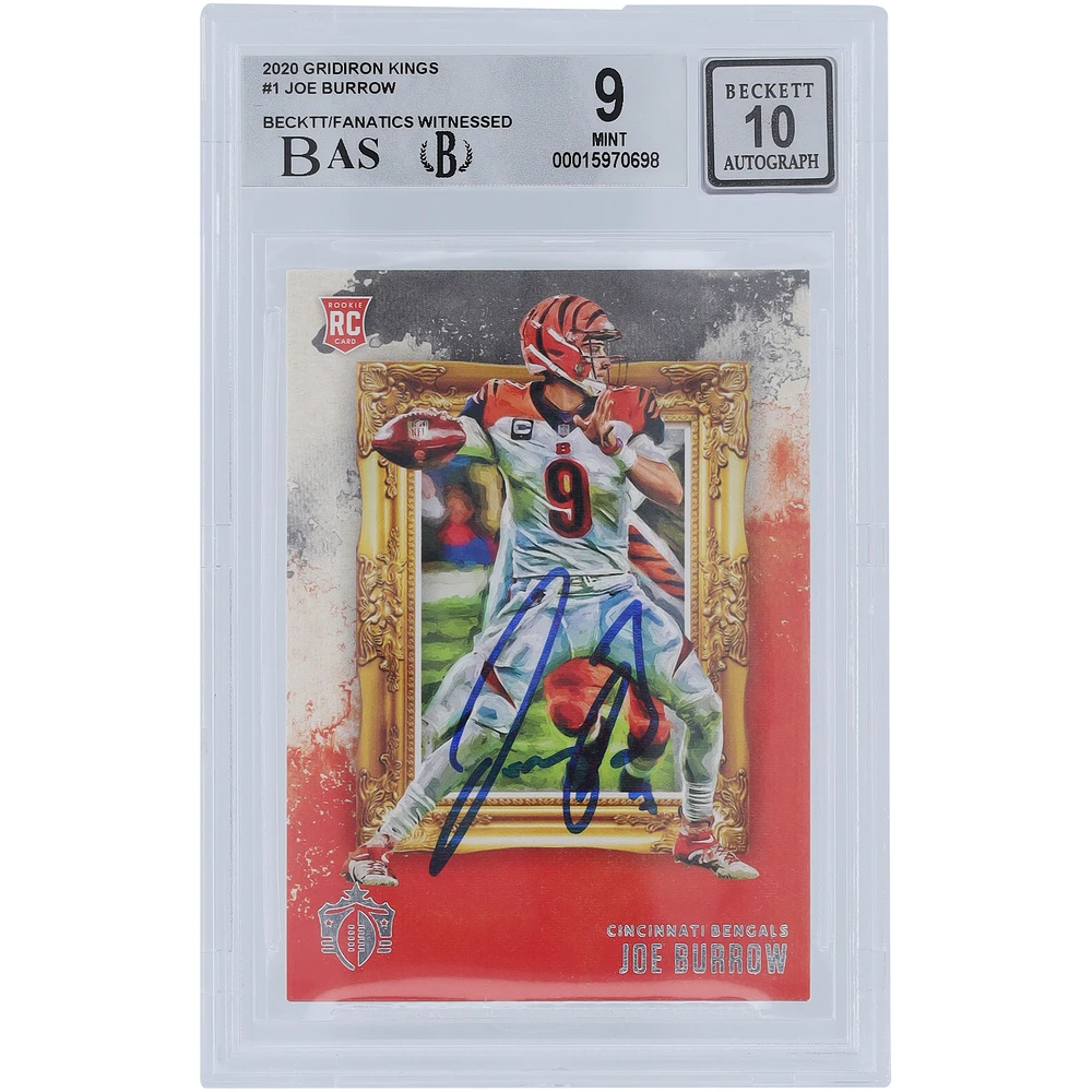 Joe Burrow Cincinnati Bengals Autographed 2020 Panini Gridiron Kings #GK-1 Beckett Fanatics Witnessed Authenticated 9/10 Rookie Card - 9.5,8.5,9,9.5 Subgrades
