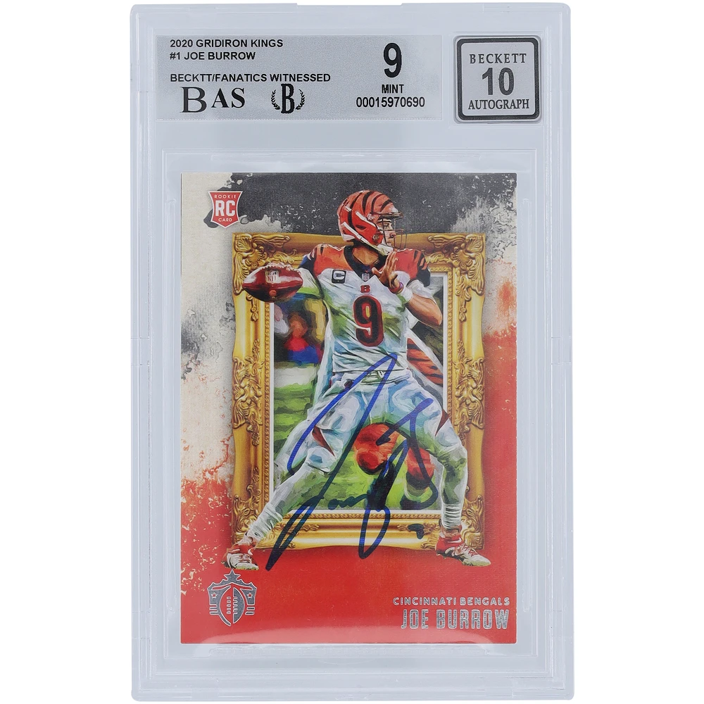 Joe Burrow Cincinnati Bengals Autographed 2020 Panini Gridiron Kings #GK-1 Beckett Fanatics Witnessed Authenticated 9/10 Rookie Card - 8.5,9,9,9.5 Subgrades