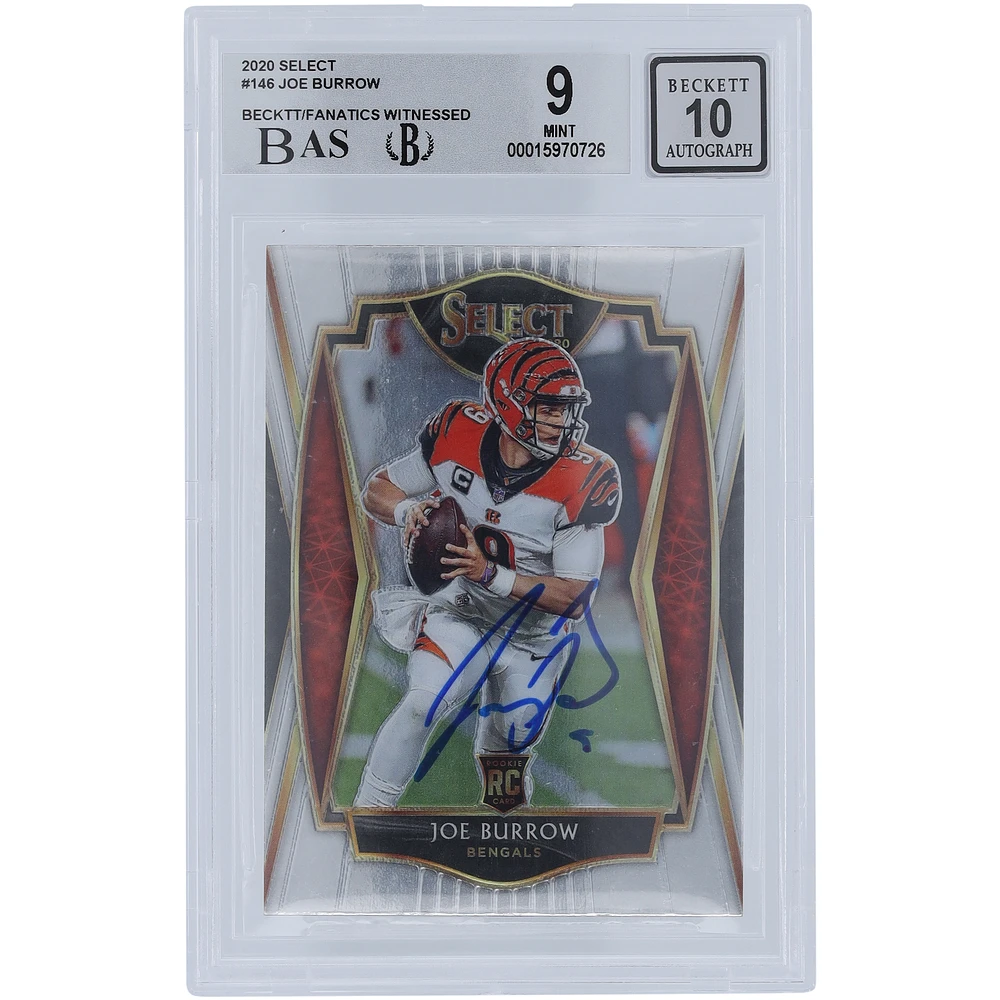 Joe Burrow Cincinnati Bengals Autographed 2020 Panini Select #146 Beckett Fanatics Witnessed Authenticated 9/10 Rookie Card - 9.5,9,9,8.5 Subgrades