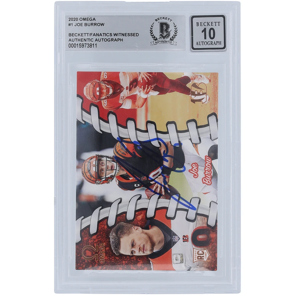 Joe Burrow Cincinnati Bengals Autographed 2020 Panini Omega #0-1 Beckett Fanatics Witnessed Authenticated 10 Rookie Card