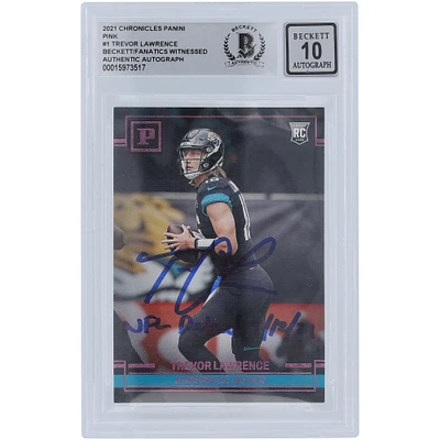 Trevor Lawrence Jacksonville Jaguars Autographed 2021 Panini Chronicles #PA-1 Beckett Fanatics Witnessed Authenticated 10 Rookie Card with "NFL Debut 9/12/21" Inscription
