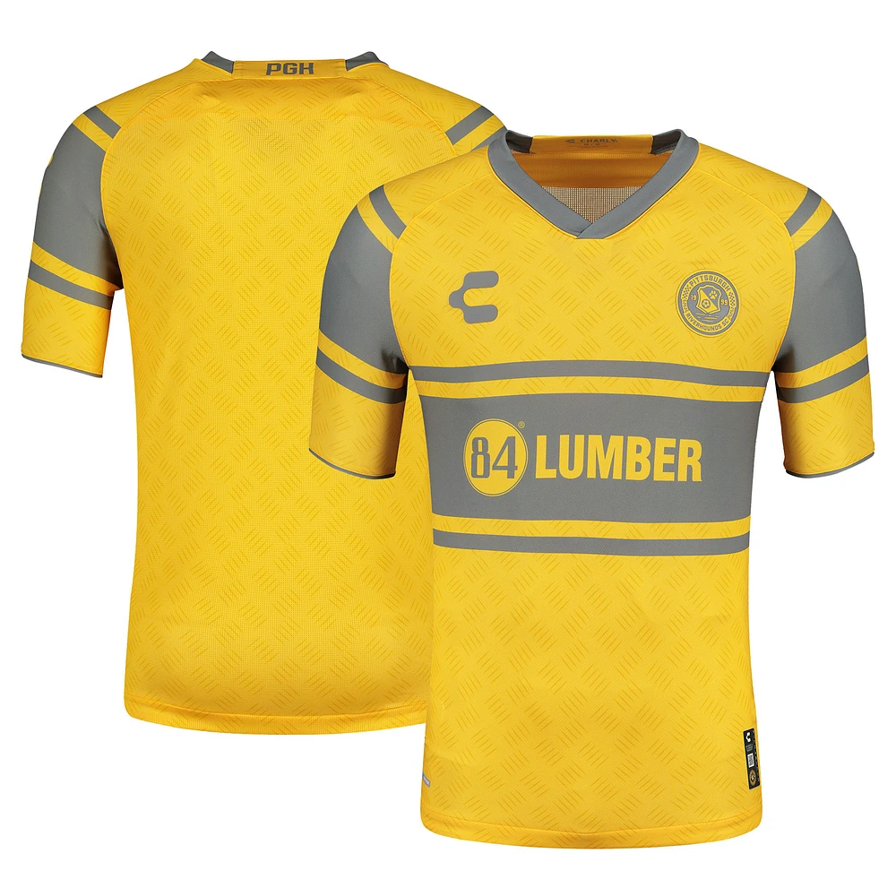 Men's Charly Yellow Pittsburgh Riverhounds SC 2024 Away Authentic Jersey