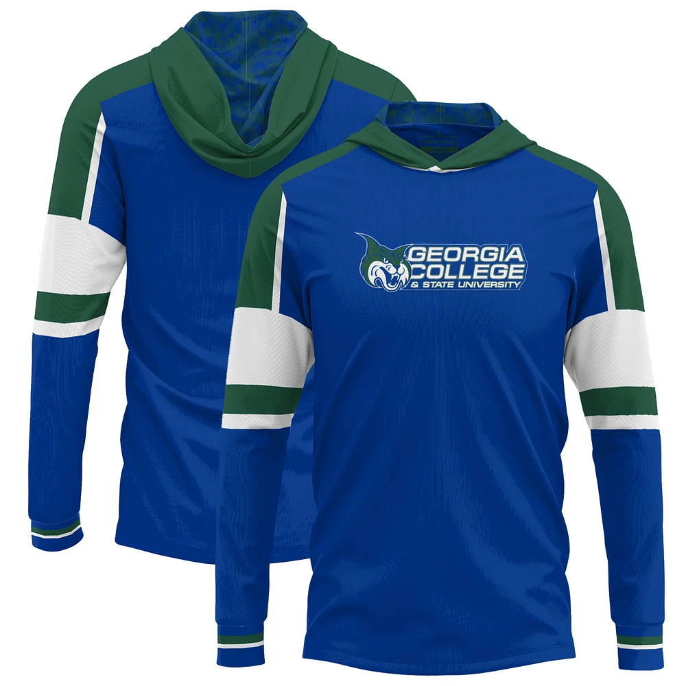 Men's ProSphere Blue Georgia College Bobcats Throwback Long Sleeve Hoodie T-Shirt