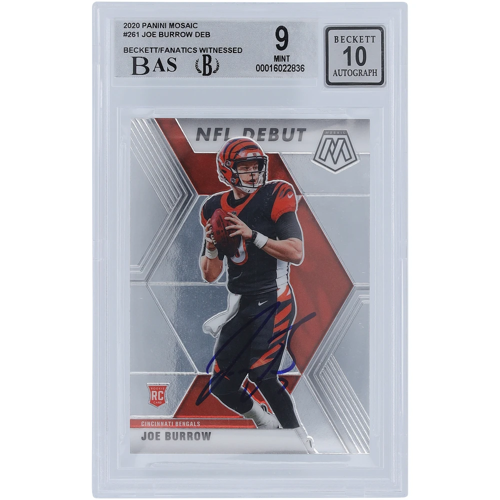 Joe Burrow Cincinnati Bengals Autographed 2020 Panini Mosaic #261 Beckett Fanatics Witnessed Authenticated 9/10 Rookie Card - 9,9.5,9.5,9 Subgrades