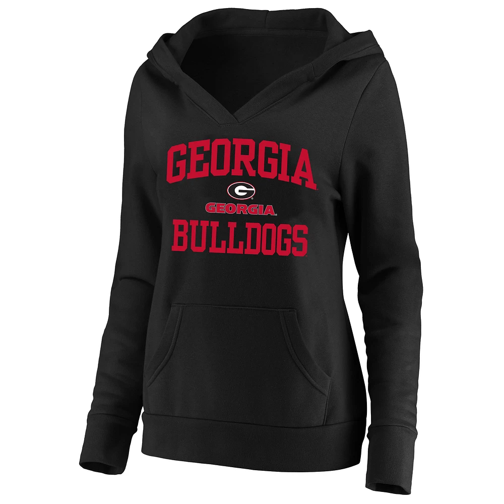 Women's Champion Black Georgia Bulldogs Plus Heart & Soul Notch Neck Pullover
