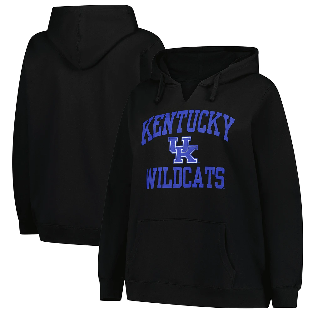 Women's Champion Black Kentucky Wildcats Plus Heart & Soul Notch Neck Pullover