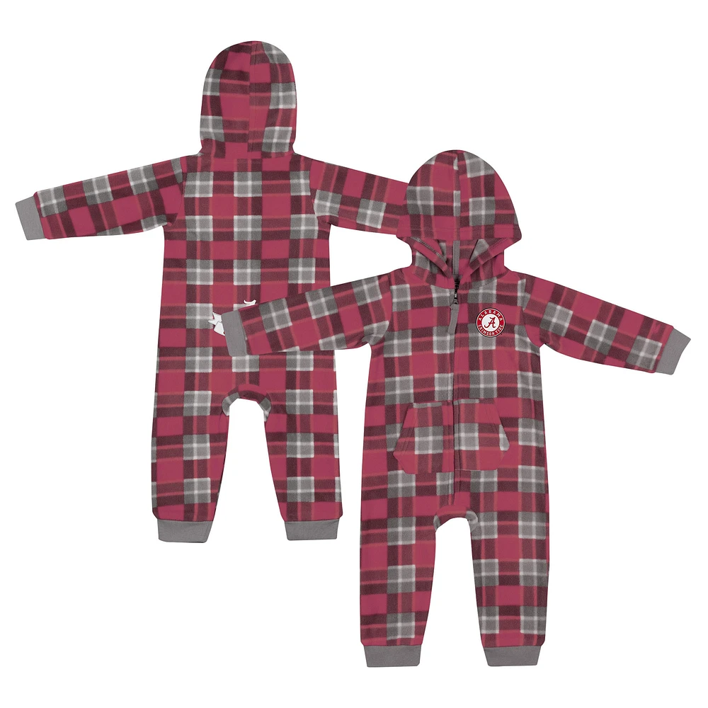 Infant Colosseum Crimson Alabama Tide Full-Zip Plaid Hoodie Long Sleeve Jumper
