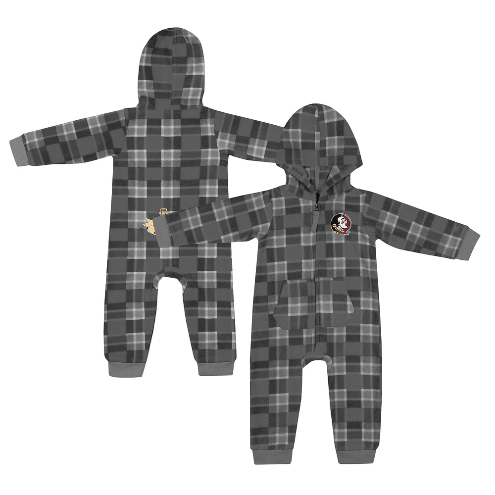 Infant Colosseum Garnet Florida State Seminoles Full-Zip Plaid Hoodie Long Sleeve Jumper