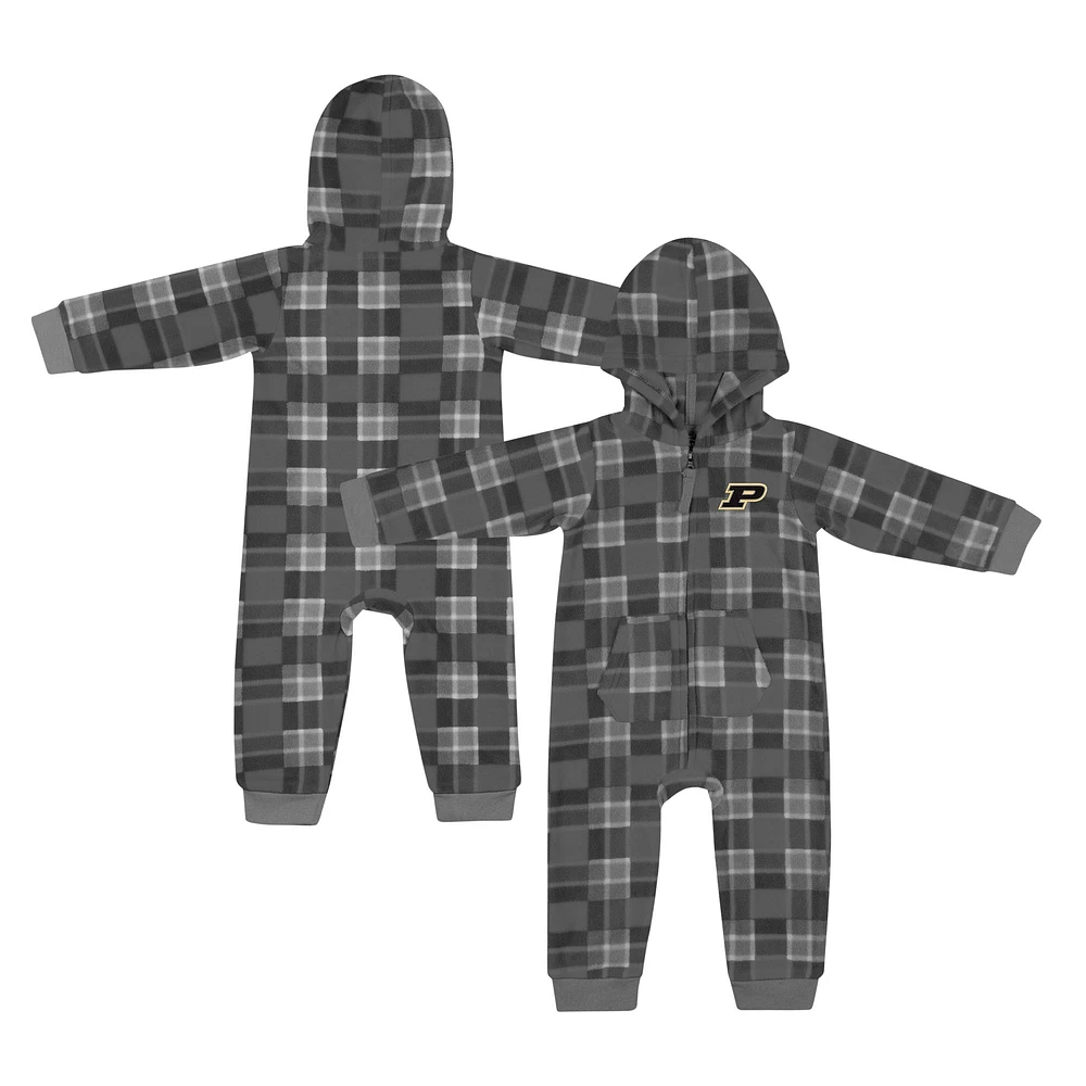 Infant Colosseum Black Purdue Boilermakers Full-Zip Plaid Hoodie Long Sleeve Jumper