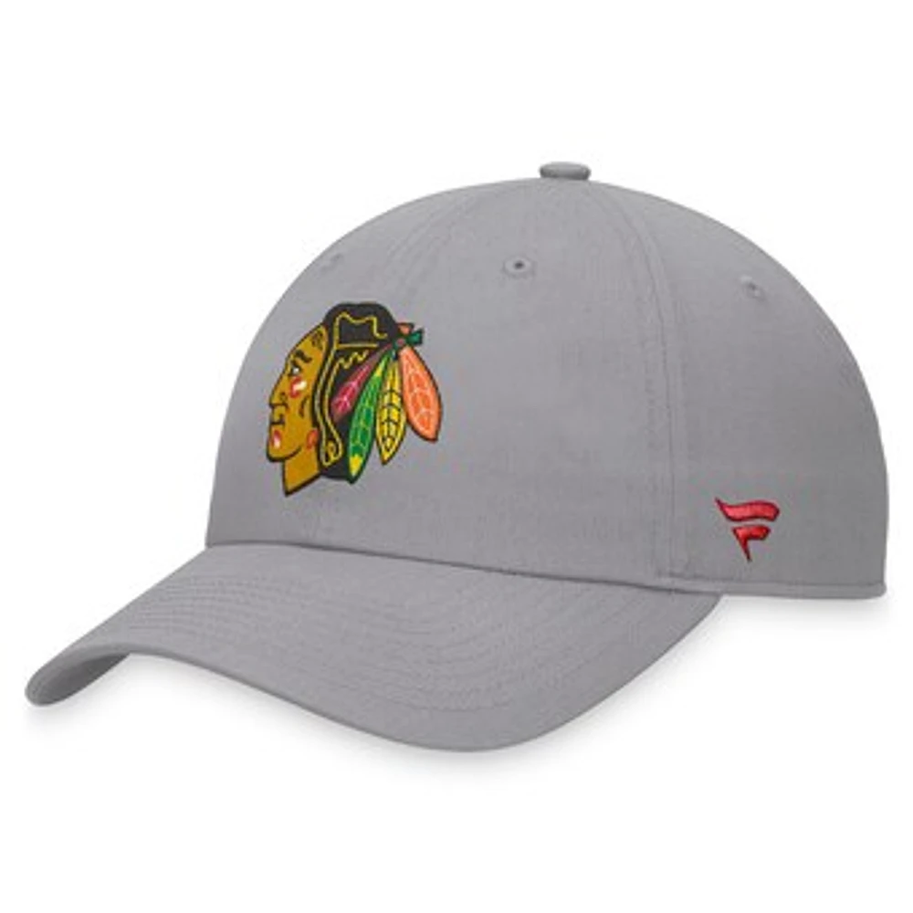 Men's Fanatics Gray Chicago Blackhawks Extra Time Adjustable Hat